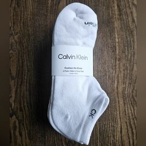 Calvin Klein Men’s Socks – No Show Ankle (6 Pack) One Size, White